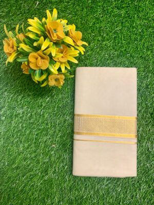 Traditional Kerala Cotton Dhoti with Gold Kasavu Border