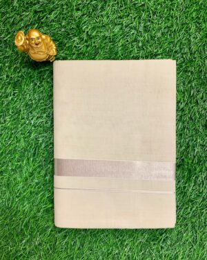 Men's Subtle Elegance White Dhoti with Fine Gold Stripes