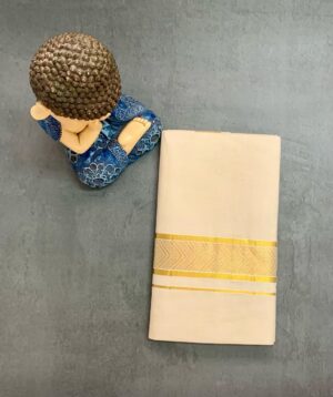 Men's Grand White Dhoti with Ornate Gold Kasavu Design