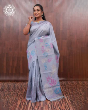 Sky Bloom Pastel Cotton Saree