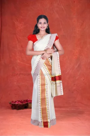 Gold temple design Cotton Tissue Saree