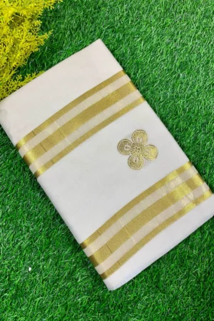 Kerala Hand Woven Golden Zari Saree