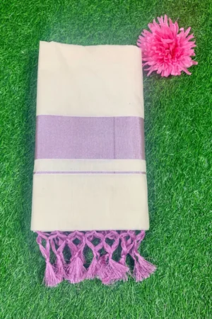 Kerala Saree Plain Border(Rose Gold)
