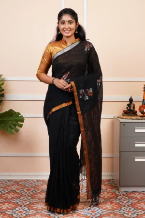 Linen Jamdani cotton Saree