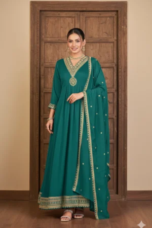 Emerald Elegance Anarkali Suit