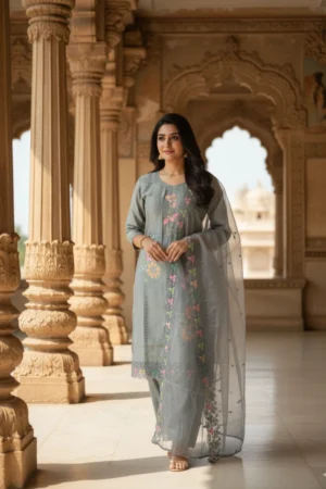 Dove Gray Embroidered Suit