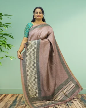 Handblock Printed Chanderi Saree with Geometric Diamond Motifs